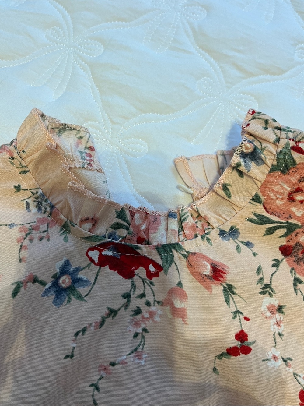 Women’s Peach Floral Short-Sleeve Top - Picture 2 of 6
